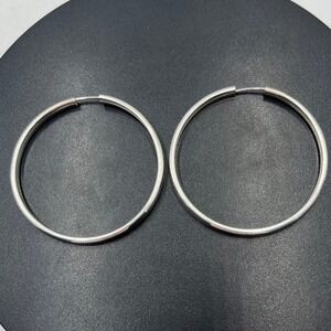 AG 925‎ Sterling Silver Classic Continuous Endless Loop Closure Hoop Earrings